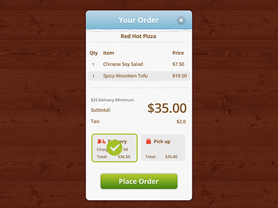 Order Summary Window