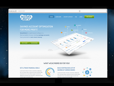 Landing page for wealthbird 2x blue graphic icons india landing page saurabhj sbj ui web