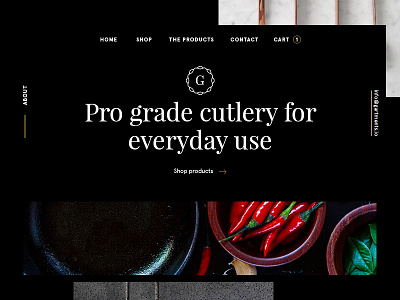 Garments black black and white cutlery dark design minimal serif webdesign website