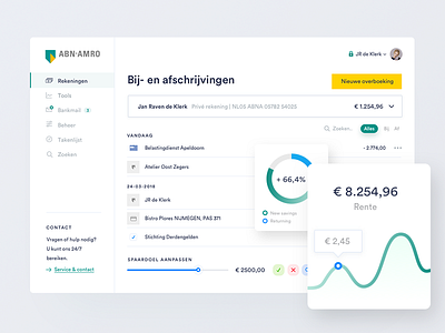 ABN-AMRO banking redesign bank clean dashboard financial interface internet banking ui ux webdesign