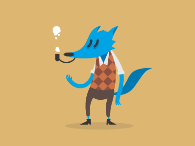 Mr. Lupus smokes a pipe animation book brandhero character design gif graphic illustration motion smoking vector wolf