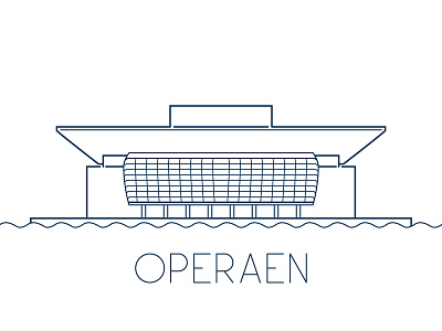 Copenhagen Opera House lineart minimalism typography vector