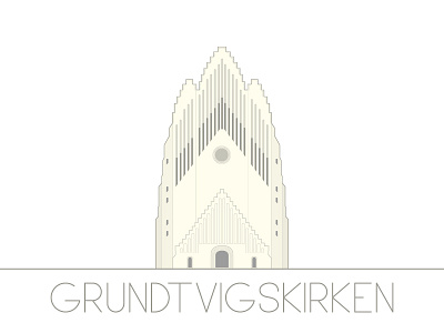 Grundtvig's Church lineart minimalism typography vector