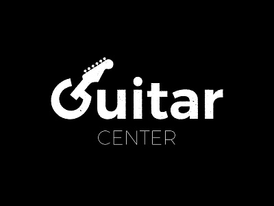 Guitar Center black white illustration logo design typography vector wip