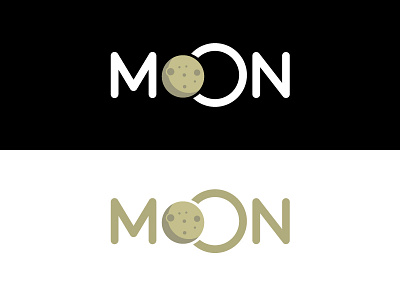 Moon black white illustration logo design typography vector