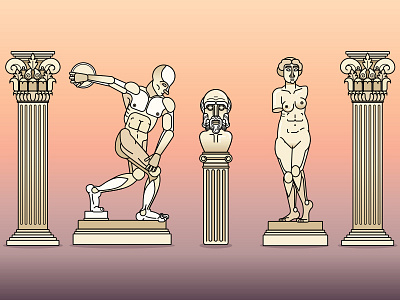 Greek Articats ancient greece classic illustration marble sculptures