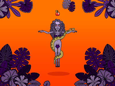 Eve in the Garden of Eden apple feminism illustration jungle myth sin snake