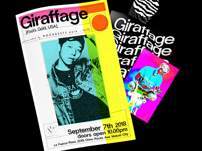 Moonbeats Asia & XXXX present Giraffage 3d brutalist club graphic design music poster