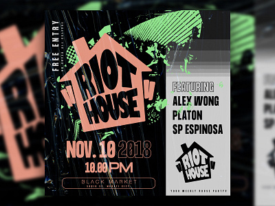 Riot House - D&AD art direction branding club design graphic graphic design music poster