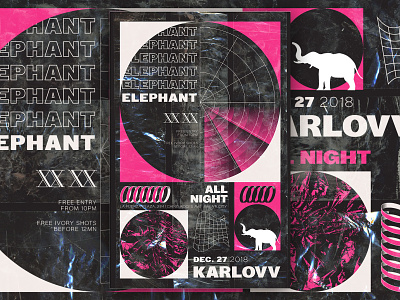 Elephant: Karlovv All Night - D&AD acid art direction branding club graphic design music poster techno typography