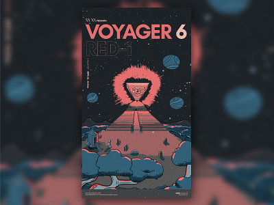 Voyager VI - Red-i art direction astronaut cartoon graphic design illustration music poster pyramid space