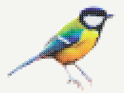 Great tit digital cross stitch bird pixel tit