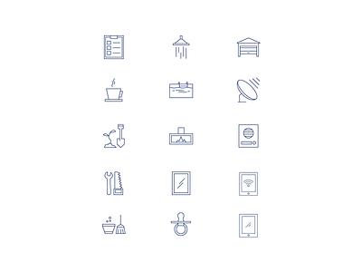 Services and properties icon set