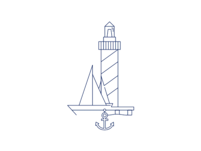 Let's sail away anchor animation boat gif icon illustration lighthouse line marina sea vector