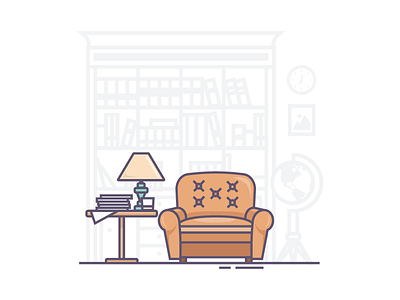 Whisky in the study chair chair icon chair illustration drink drink icon drink illustration room study vector