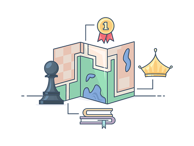 Let the journey start! chess chess icon chess illustration journey journey map map map illustration vector