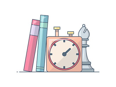 Tactics Time! books books icon books illustration chess clock clock icon study tactic website icons