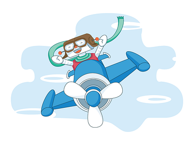 Fly me to the moon! character education pilot pilot program plane robot robot illustration vector illustration