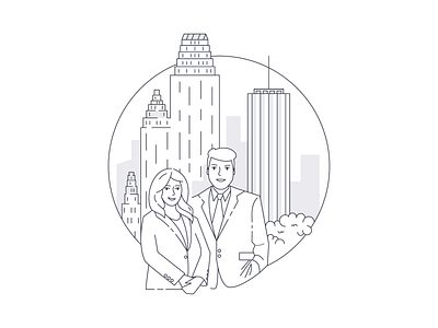 Coo-workers character characters city city illustration cityscape corporate design corporate illustration couple icon illustration ivona petrovic line line illustration man ui vector vector illustration website website illustration woman