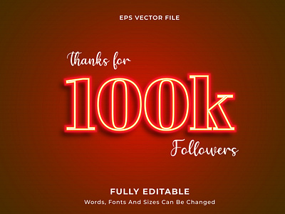 100 K Followers Greeting Text Effect thanks