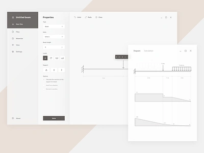 Beam Calculator App with Windows Fluent Design app apps architecture civil engineering design fluent ui ux website windows