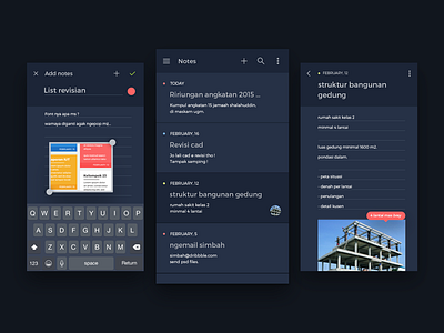 Notes app android app dark flat ios notes ui ux