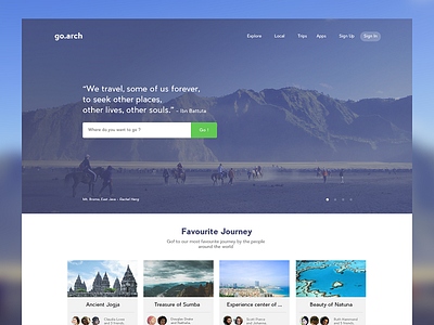 Landing page concept for Travel startup