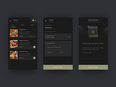 Hotel Dining App explorations android apps dining food hotel ios order restaurant ui ux