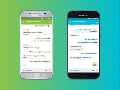 Chat Interface android blue chat conversation emoji gradient green interface material design md samsung ui