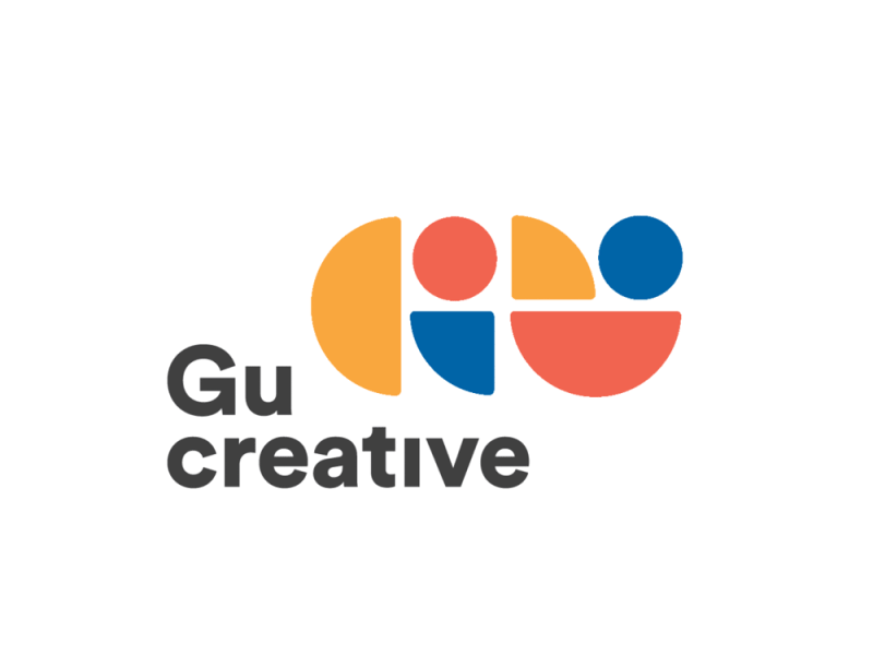 Gu Creative - Option01 2d animation branding creative design dynamic fun g letter logo logo smile typography vector