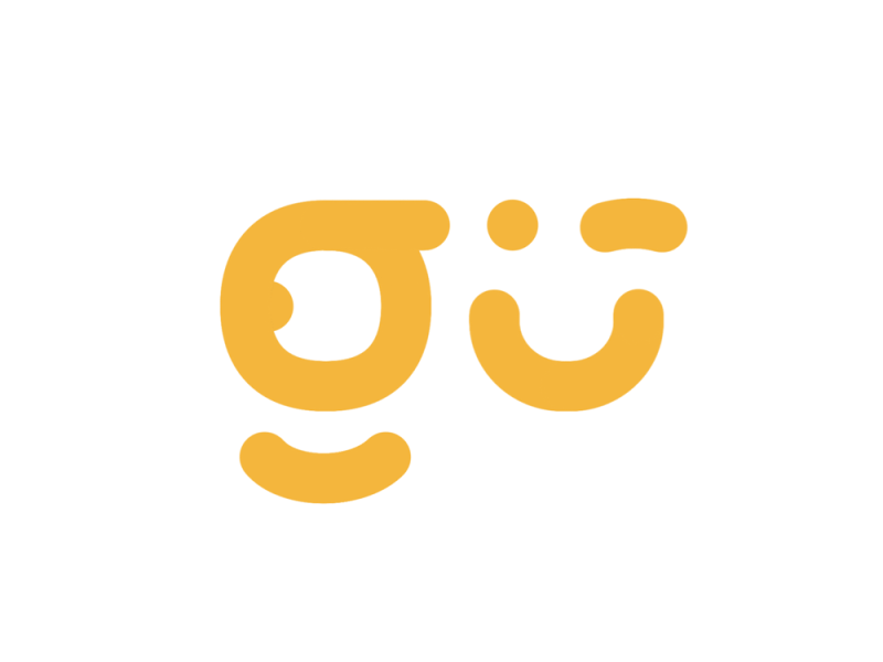 Gu Creative - Option02 2d animation branding character creative design fun g letter logo illustration logo smile typography vector