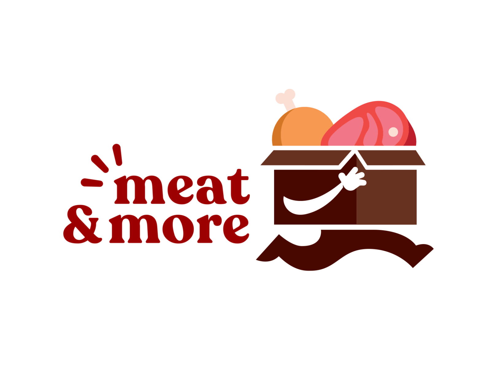 Meat and more 2d animation branding design food illustration logo meat more run vector