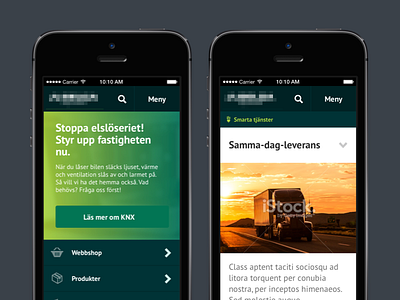 Start and content pages mobile view