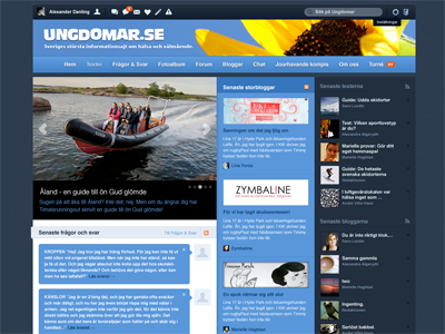 New front page - Ungdomar.se blue community website