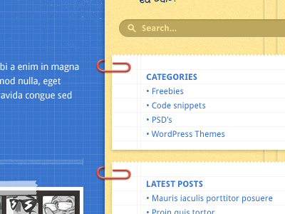 Blog design blog blueprint folder paper paperclip pattern search
