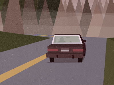 Twin Peaks Poster - The Sign (detail) car fog illustration mountains peaks road sign trees twin