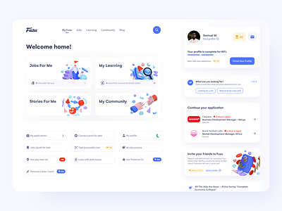 Jobseeker Dashboard ver.1 – Job and Learning Platform app cards career courses dashboard design figma figmadesign job job platform jobseeker learning product product design side menu sidebar ui ux web website