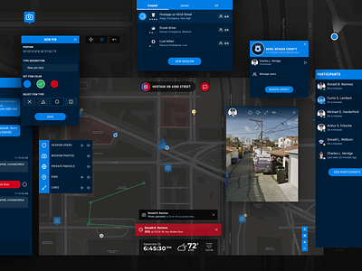 Mission – Web application app augmented reality chat collaboration map map editor messenger modals navigation police team tracker ui ux video streaming web