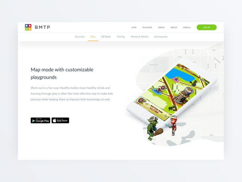 BMTP – Landing page for educational software product augmented reality landing page landing page design map promo promo page promo site ui ux web