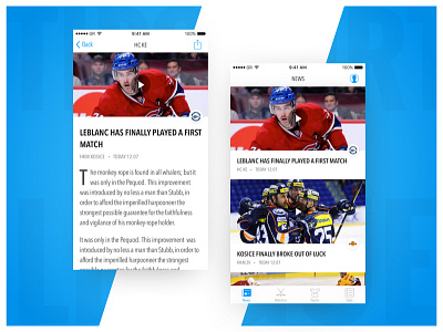 Tipsport Liga -News Section case study development hockey interaction interface interface design ios mobile mobile design ui ux