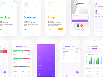iKROS Invoicing App - Selected screens compilation case study development finance interaction interface interface design invoices ios mobile mobile design ui ux