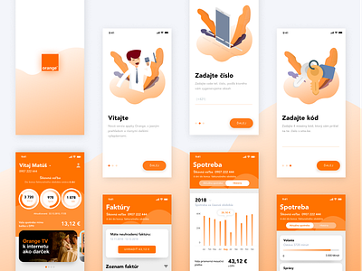 My Orange - iOS App case study concept consumption graphs illustraion interaction interface design invoices ios ios app design mobile mobile application orange redesign statistics stats ux design wizard