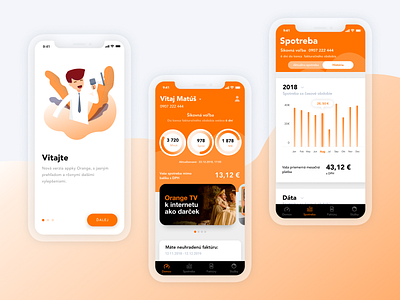 Orange iOS App Reimagine case study concept consumption graphs illustraion interaction interface design invoices ios mobile mobile application orange redesign statistics stats ui ux ux design wizard