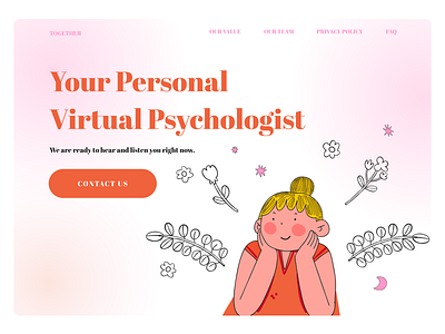 Website concept for Virtual Psychologist concept design e commerce figma illustration landingpage ui ux web design