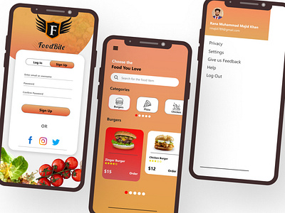 Food-Bite (Food Ordering App) graphic design ui