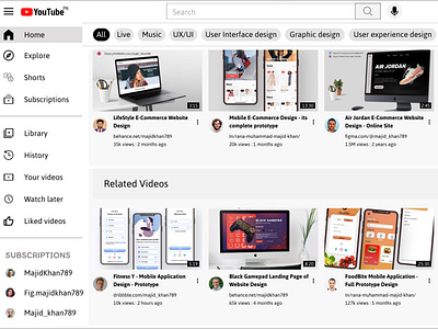 YouTube Home Page Design- UX/UI Design