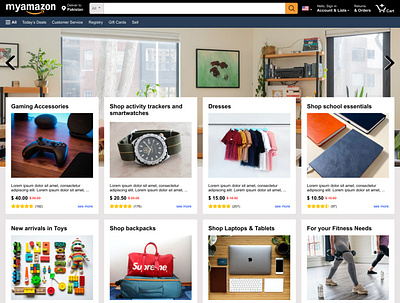 MyAmazon Home Page - UX/UI Design design ecommerce graphic design homepage ui uiux user interface ux web webdesign webpage