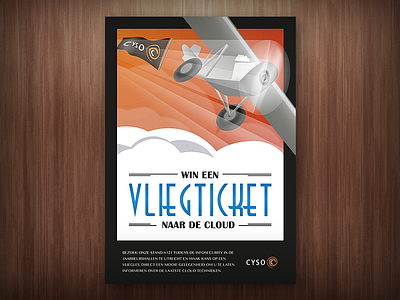 Conference Poster airplane clouds fifties illustration poster print