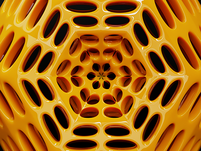 .:Yellow Hexagon:. 3d abstract branding design geometry graphic design hexagon illustration mandala nft orange pattern placeholder plexus procedural render shape symmetry ui yellow
