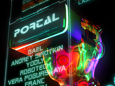 .:Image fragment of motion poster for Techno Party:. 2023trend 3d ai augmented branding crypto cyber cyberpunk graphic design holographic illustration nft psy render scifi virtual vr